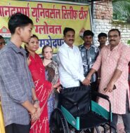 गदरा दिवाकर देव ने दिया आनंद मार्ग जागृति को व्हील चेयर