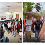LBSM कॉलेज में AISF का उग्र प्रदर्शन, नई शिक्षा नीति के विरोध में केंद्र और राज्य सरकार का पुतला दहन